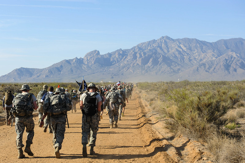 Service members on ruck mark in hot  dry terrain need injury prevention strategies during military training