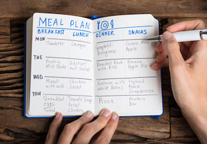Person uses a meal planning journal as an effective HPRC strategy for eating healthy and optimizing family time 