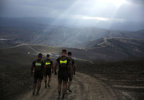 Marines run along hills to train for high-altitude deployments and optimize military performance  U S  Marine Corps photo by 