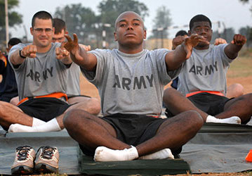 Service Member doing yoga to aid in concussion recovery and performance optimization  DVIDs Photo by Fred Baker