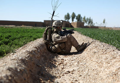 Marine in uniform sits during military training and practices mindfulness to manage stress and optimize performance   U S  Ma