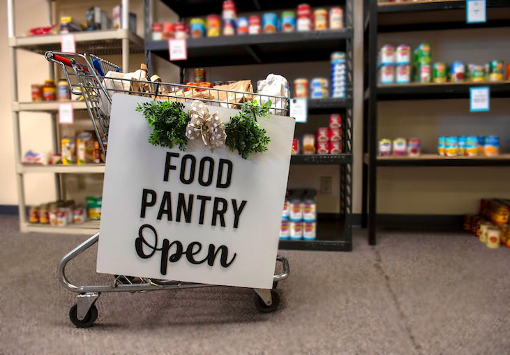 A welcome sign is on display at the Fairchild Food Pantry at Fairchild Air Force Base  Washington   U S  Air Force photo by A