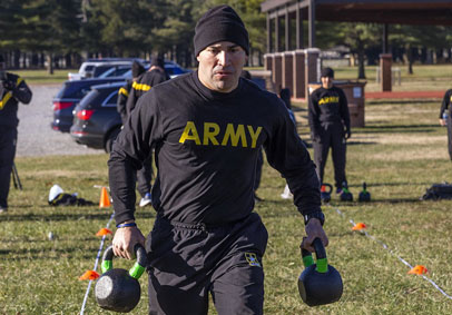 Soldier participating in ACFT level 2 to show military fitness   New Jersey National Guard photo by Mark C  Olsen 