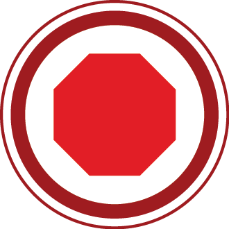 Red “stop” octagon symbol