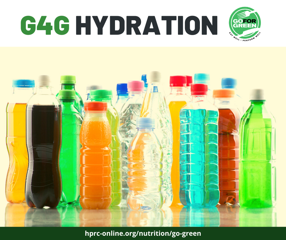 G4G Hydration. Go for Green logo. hprc-online.org/nutrition/go-green