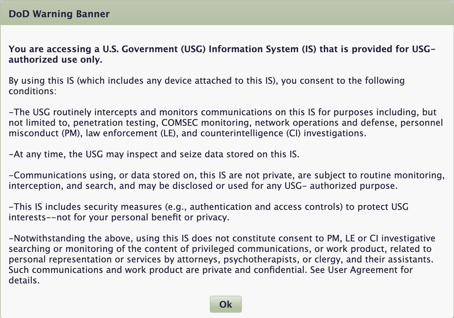 Warning: You are accessing a US Government Information System