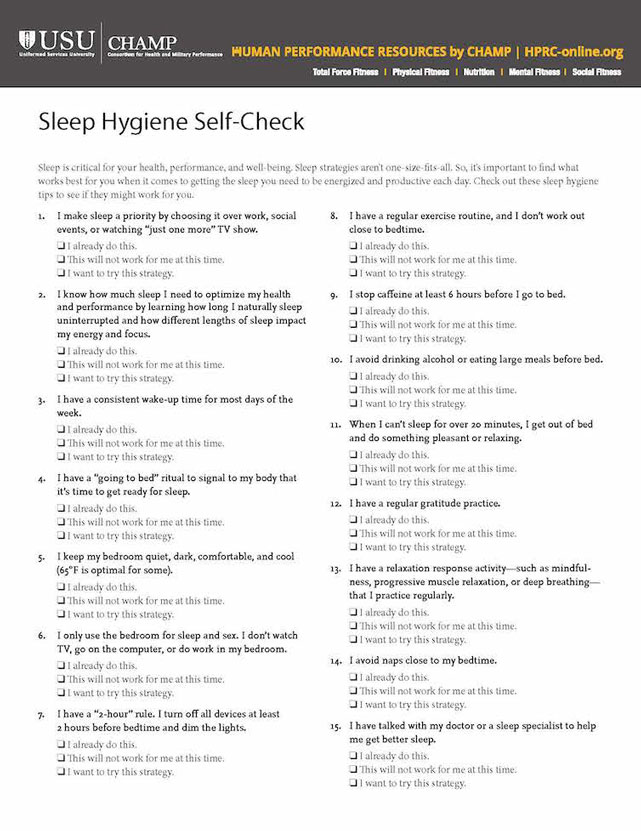 Link to Sleep Hygiene Self-Check
