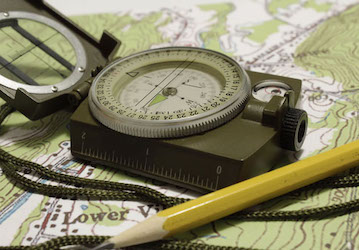 Land nav map and compass