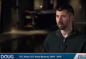 Still from video showing Doug  U S  Army  U S  Army Reserve  2007-2015  talking about military service  wellness  mental heal