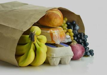Grocery sack containing food assist in military wellness and performance nutrition 