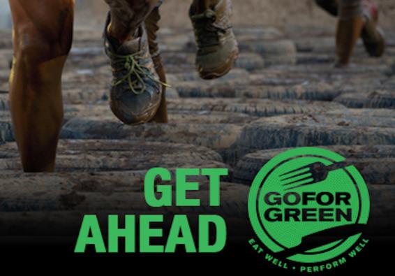 Get Ahead. Go for Green logo: Eat well. Perform well. 
