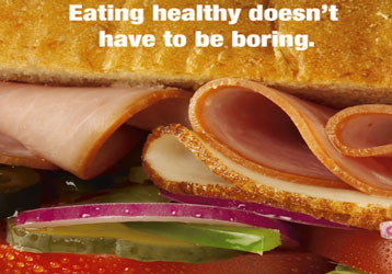 Eating healthy doesn't have to be boring. Sandwich background emphasizes delicious, nutritious foods for peak performance. 