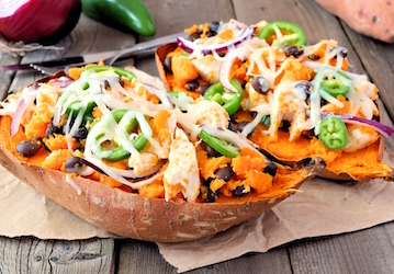 Baked sweet potato with toppings