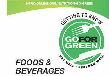 Go for Green logo. Food & Beverages. hprc-online.org/nutrition/go-green
