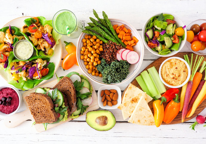 Examples of plant-based meals and snack for performance nutrition