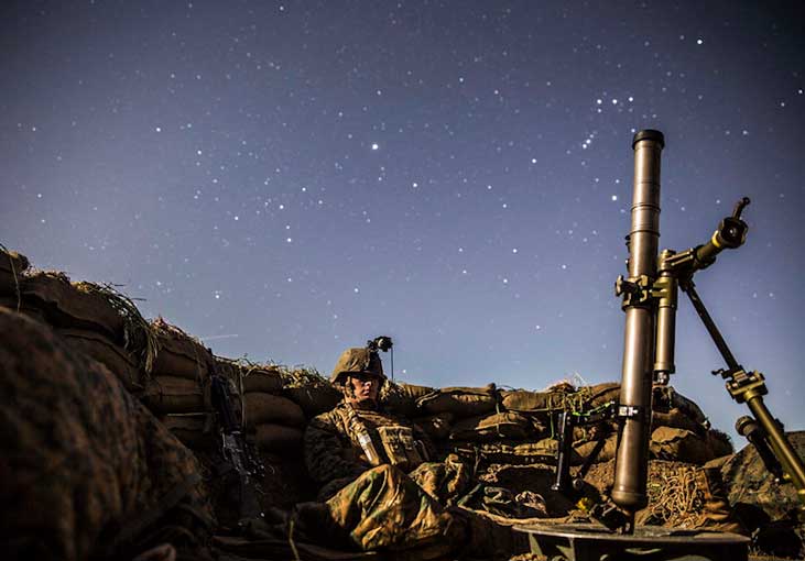 U.S. Marine stands post. (U.S. Marine Corps photo by Sgt. Emmanuel Ramos/Released)