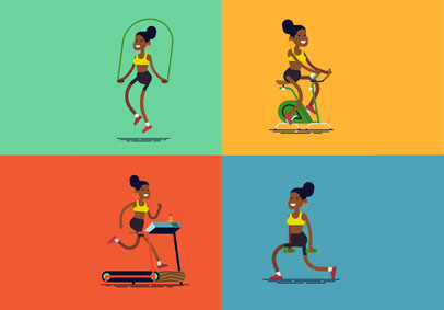 Jumping rope  biking  running  and lifting weights are all aerobic exercise options to improve physical fitness 