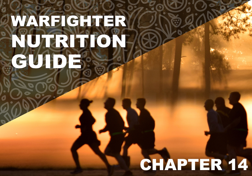 Warfighter Nutrition Guide. Chapter 14. Silhouette of people running for fitness training at sunrise.