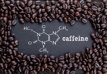 Caffeine molecule which can impact fitness training  military wellness  and performance optimization 